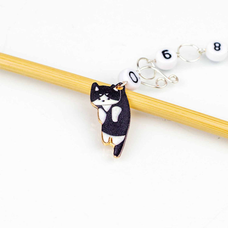 Black Tuxedo Cat Knitting or Crochet Chain Row Counter