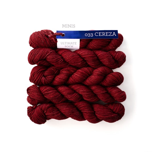Malabrigo Ultimate Sock Mini Skeins in Cereza - Cherry Red Yarn