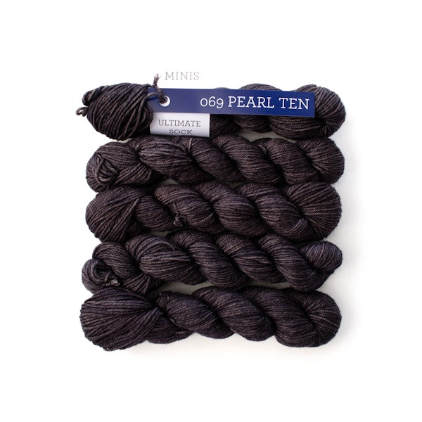 Malabrigo Ultimate Sock Mini Skein in Pearl Ten - Darker Gray with Purple Undertones