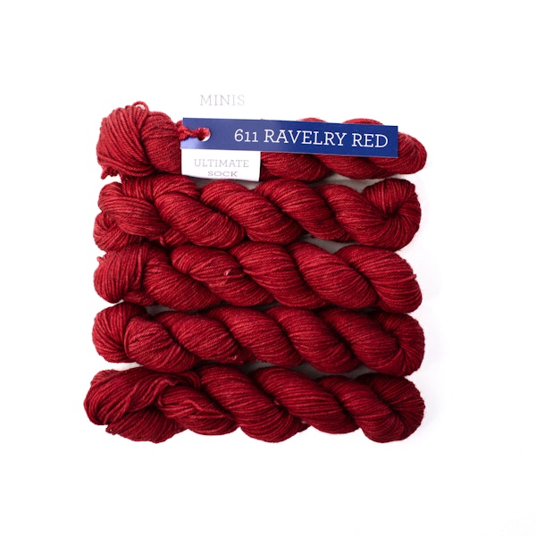 Malabrigo Ultimate Sock Mini Skeins in Ravelry Red - Saturated True Red