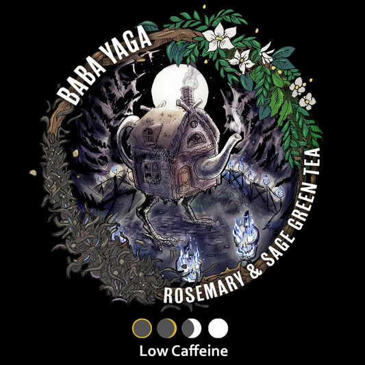 Baba Yaga Tea by Midnight Teas(e) made in Salem - Rosemary and Sage Green Tea in a 2 ounce pouch