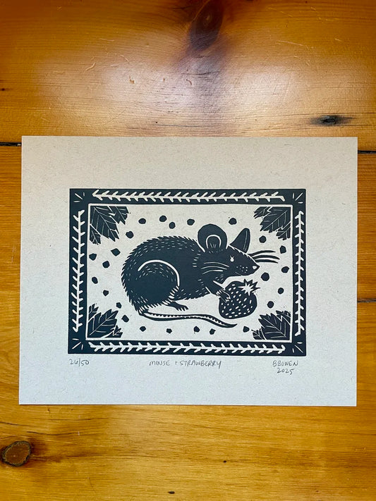 Mouse & Strawberry Print by Britt & Mars