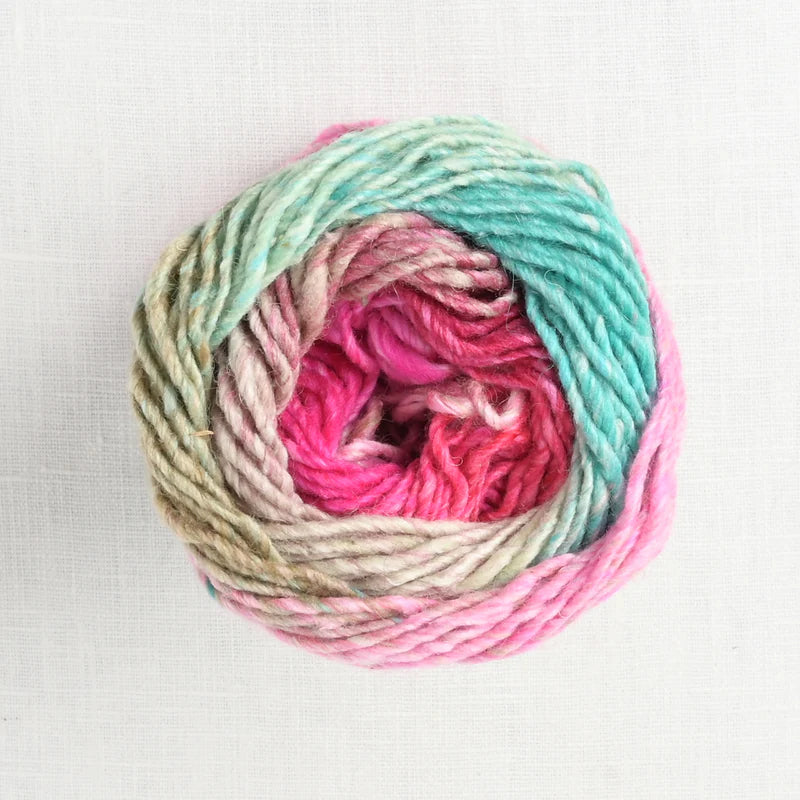 Multicolored yarn ball on a white background