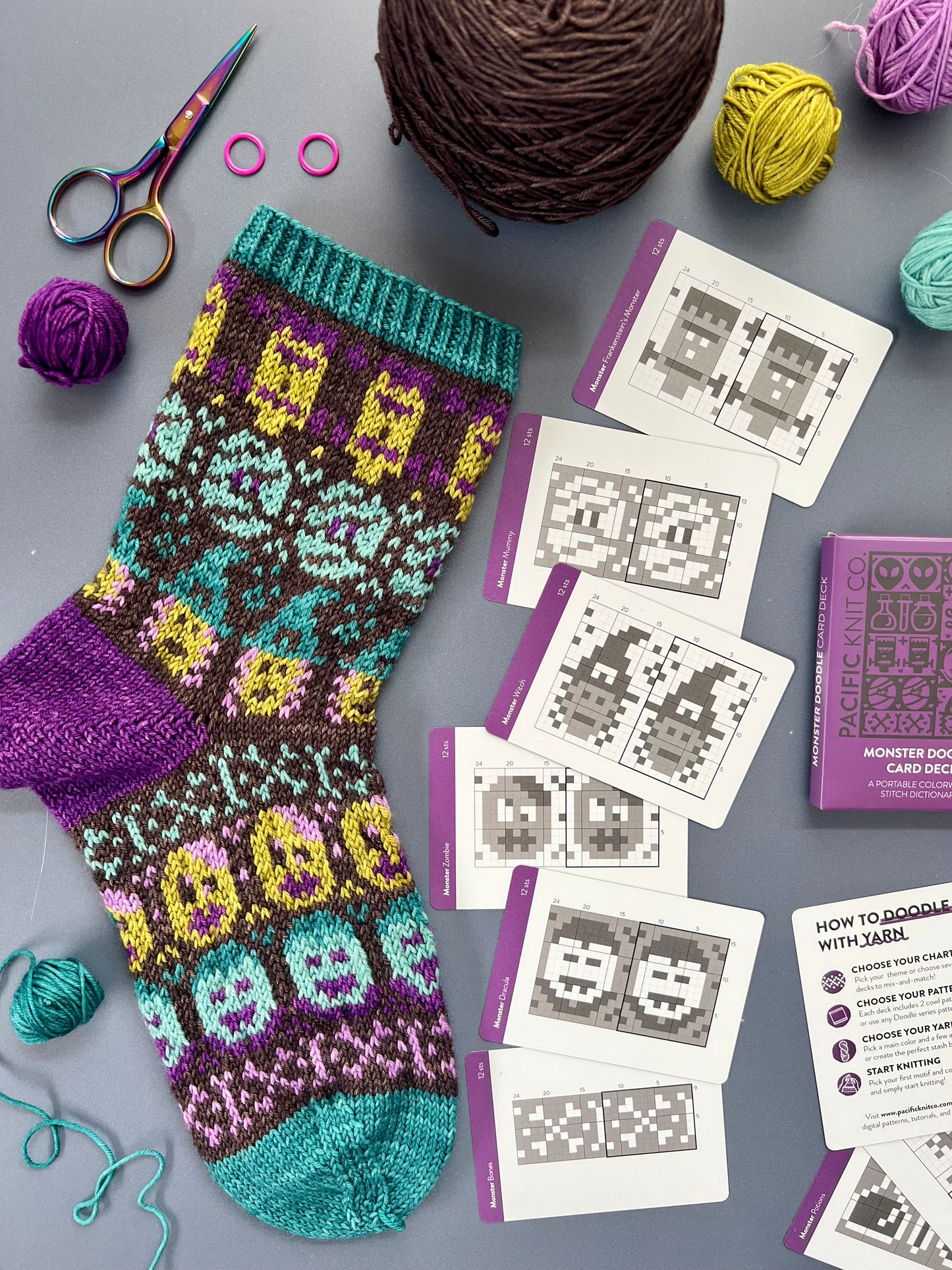 Monster Doodle Card Deck Expansion - Colorwork Knitting Charts
