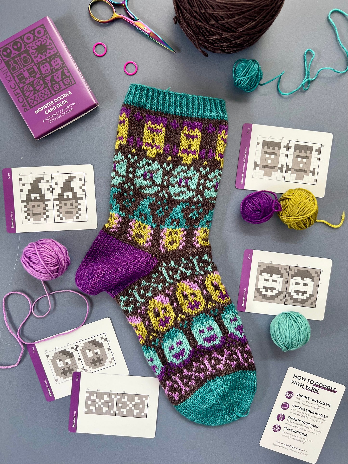 Monster Doodle Card Deck Expansion - Colorwork Knitting Charts