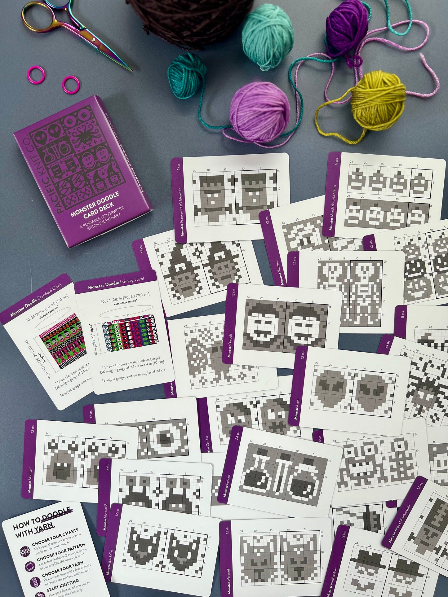 Monster Doodle Card Deck Expansion - Colorwork Knitting Charts