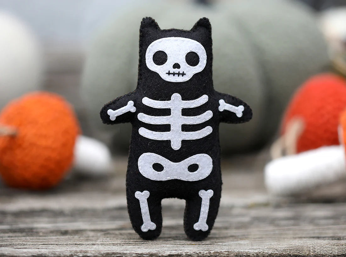 Skeleton Cat - Felt Doll Kit
