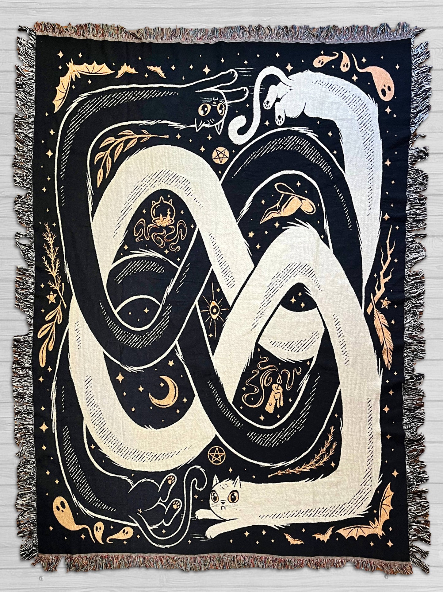 OuroPURRos Woven Throw Blanket | witchy | cats | occult: 60"x80"