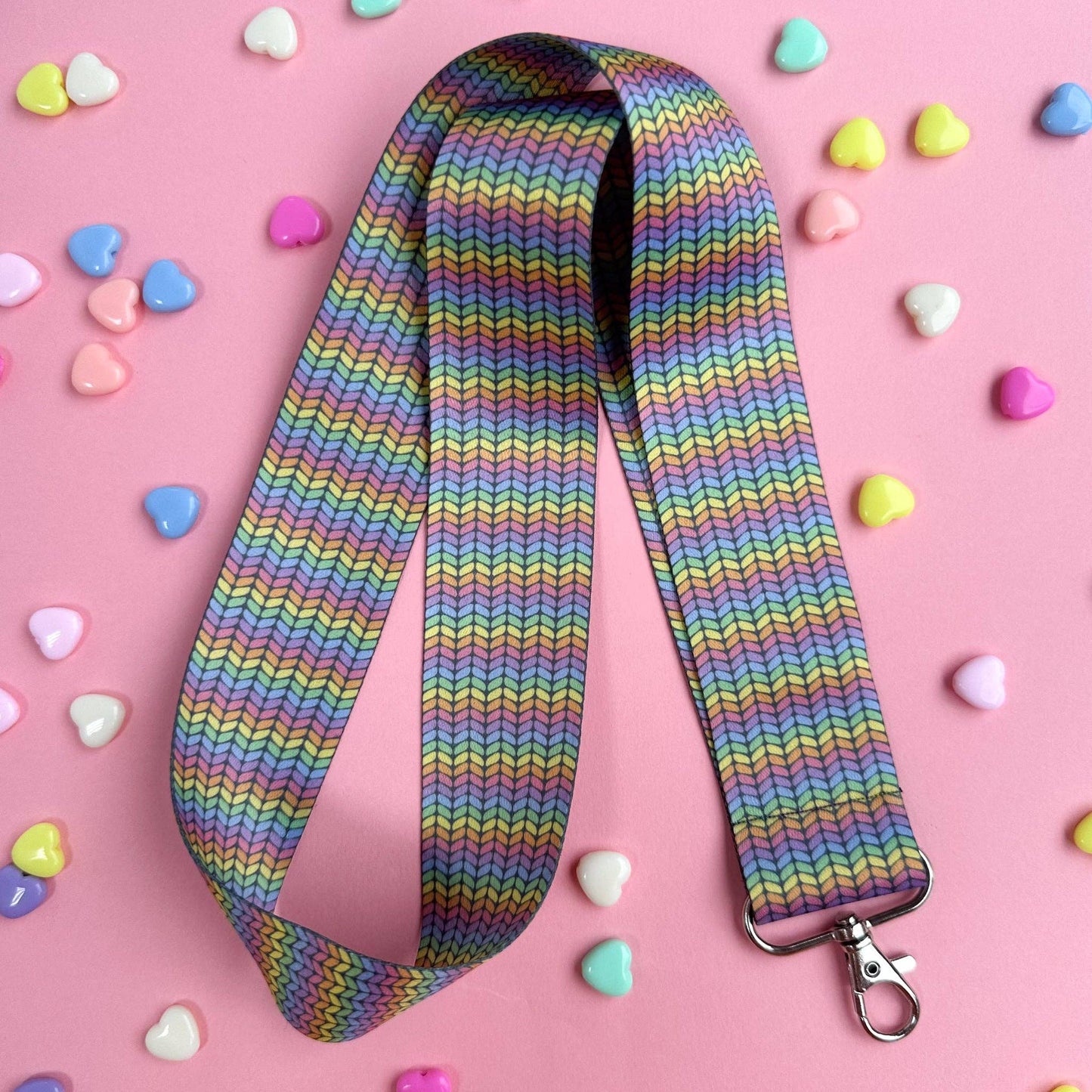 Rainbow Knit Lanyard