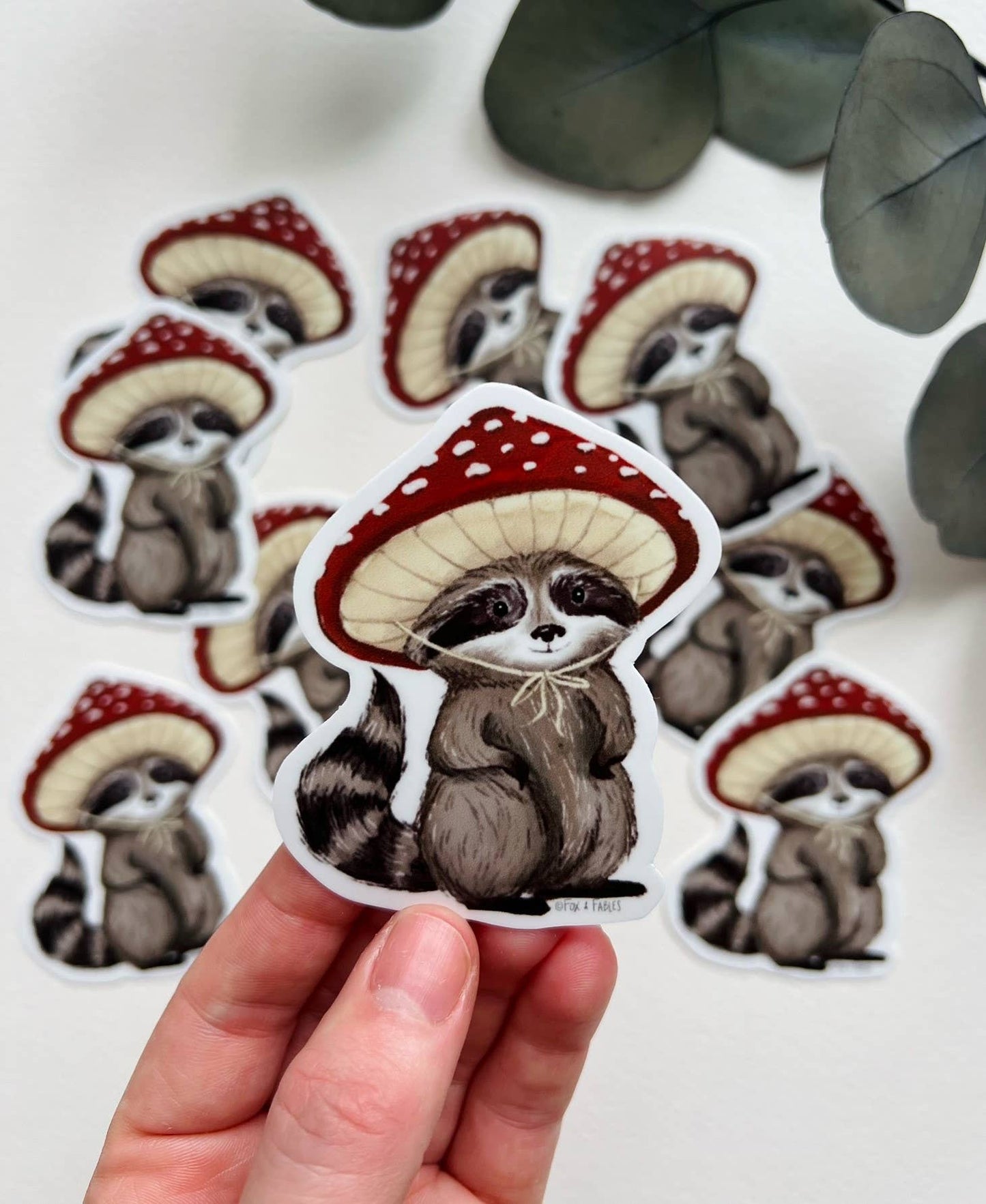 Vinyl Sticker - Raccoon Mushroom Cap