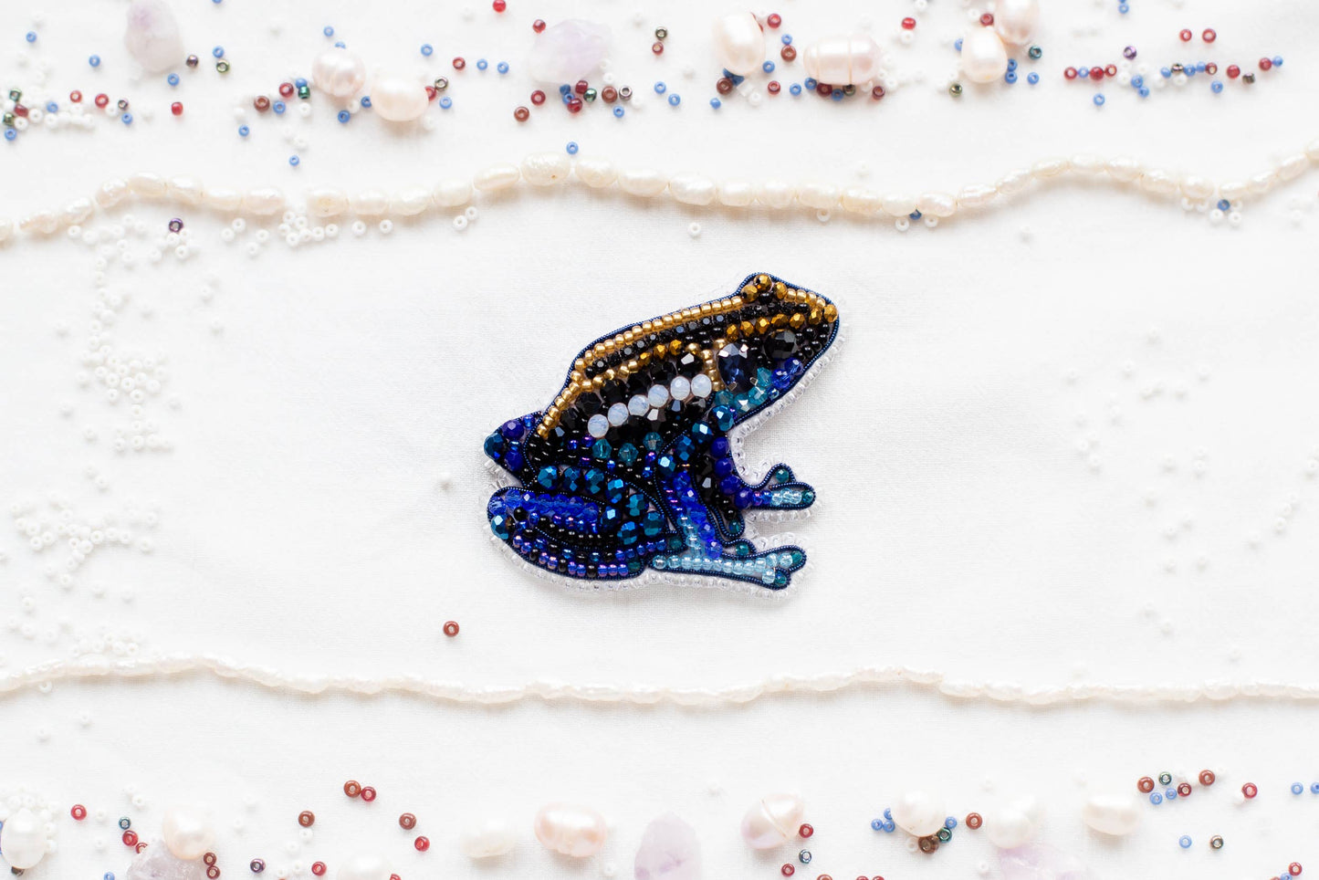 Bead Embroidery Kit: DIY Seed Bead Frog Brooch