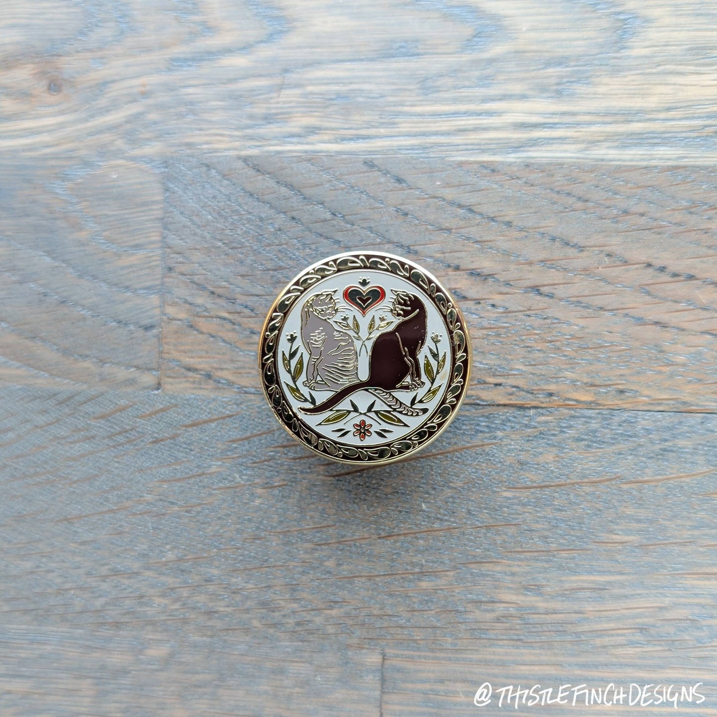 House Cat Hex Sign Gold Hard Enamel Pin