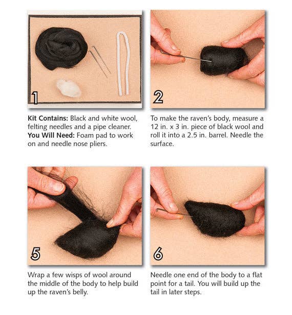 Raven Needle Felting Kit (Intermediate)