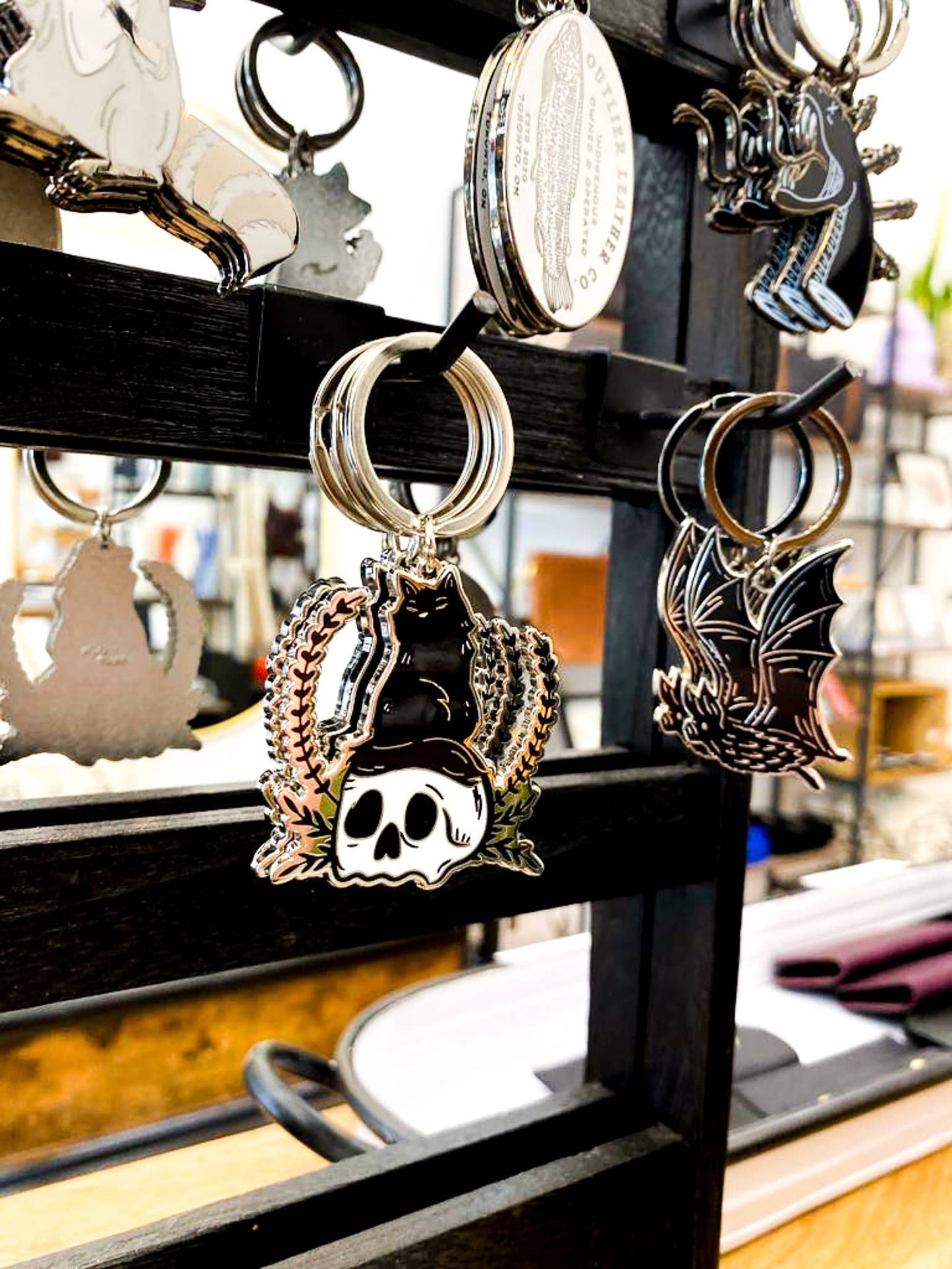 Superstitious (Black Cat) Hard Enamel Keychain