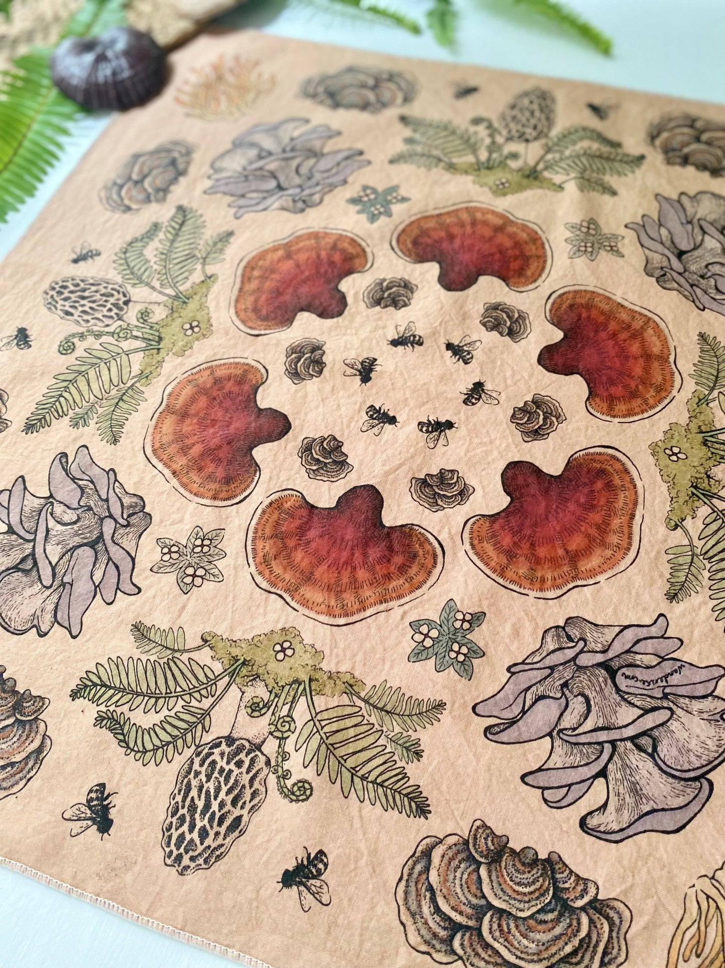 Bandana | Mushroom Mandala: Tea-dyed