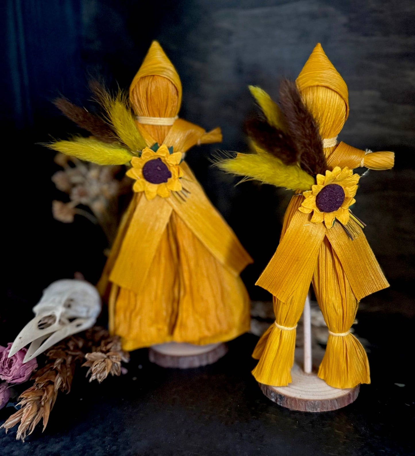 Summer Sunflower Corn Husk Poppet / Folk Craft Doll