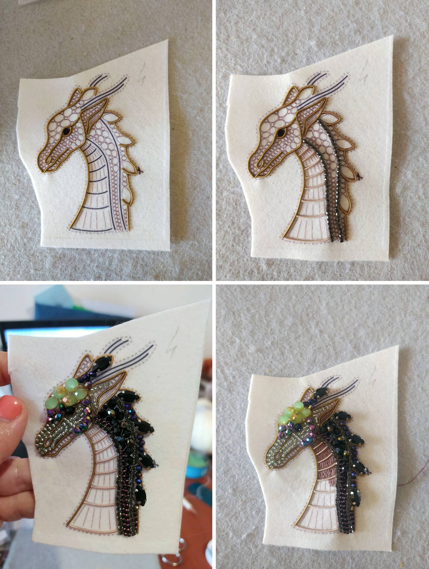 Bead Embroidery Dragon Brooch Kit: DIY Jewelry Making