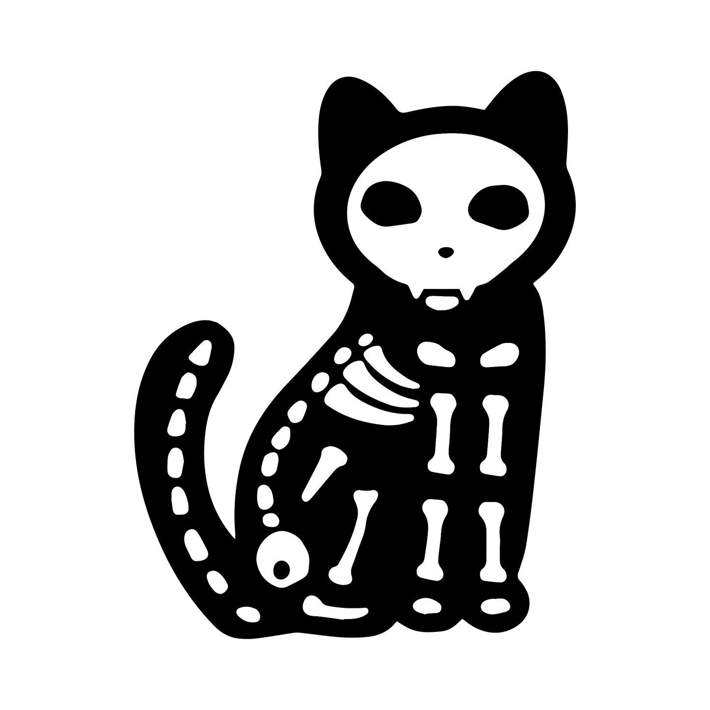 Cat Skeleton Vinyl Sticker