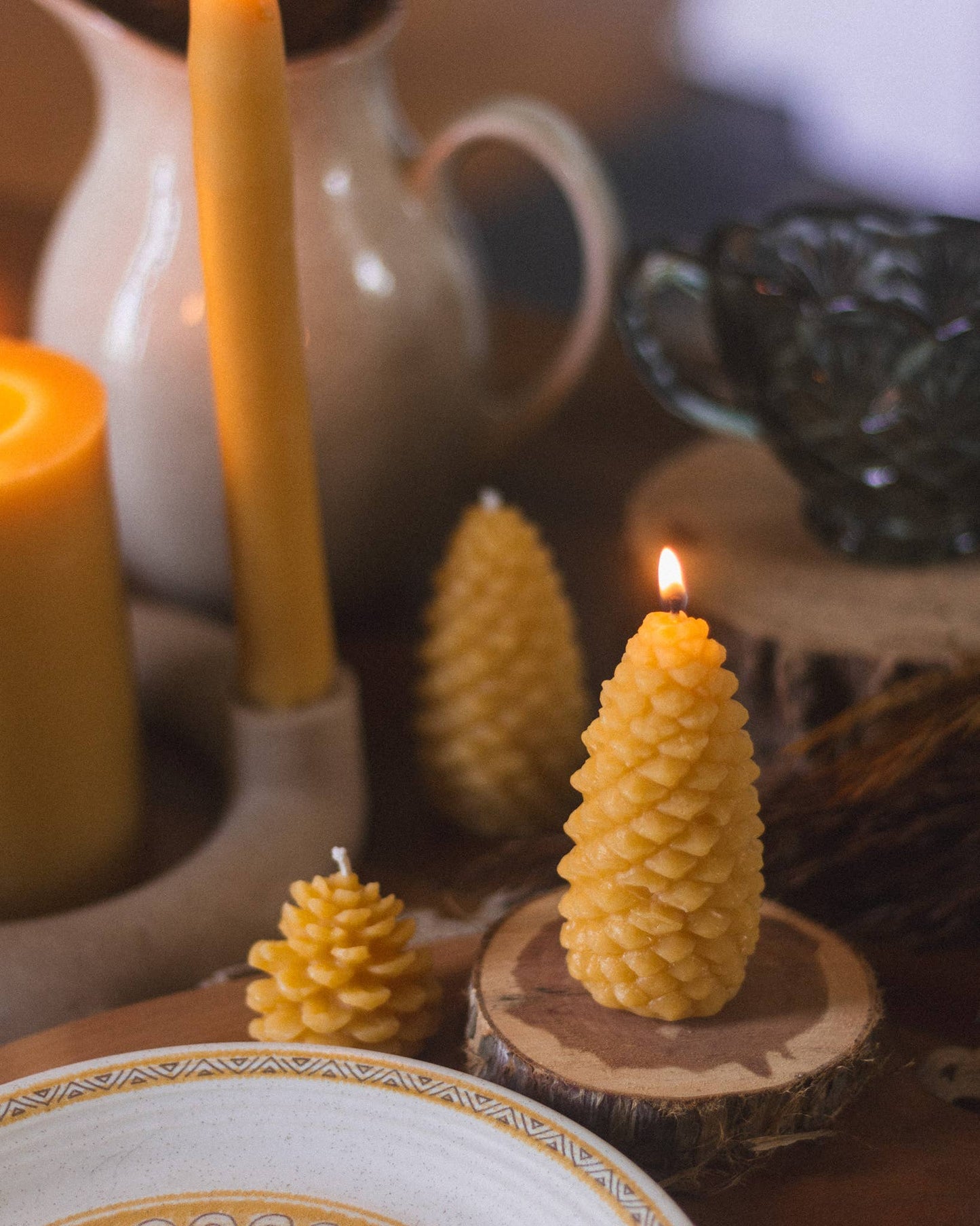 Medium Pinecone Shaped Beeswax Candle