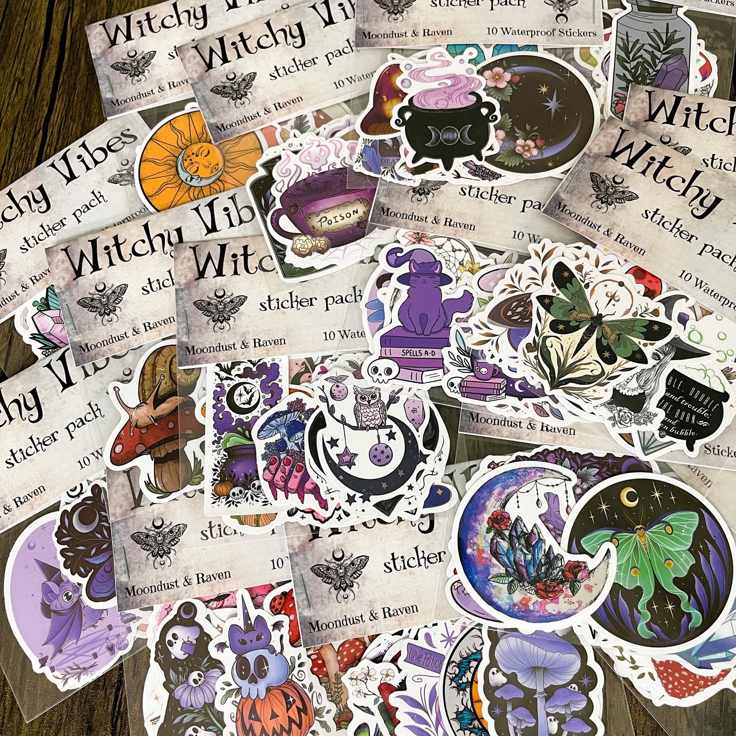 Witchy Vibes Sticker Packs, Waterproof Witchy Stickers