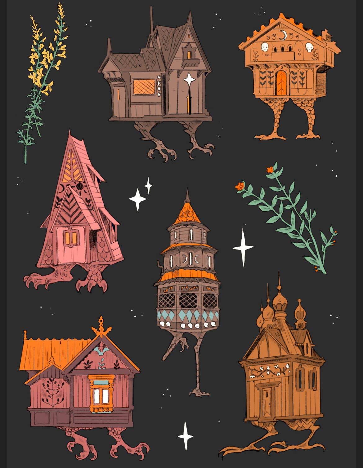 Baba Yaga Houses Sticker Sheet