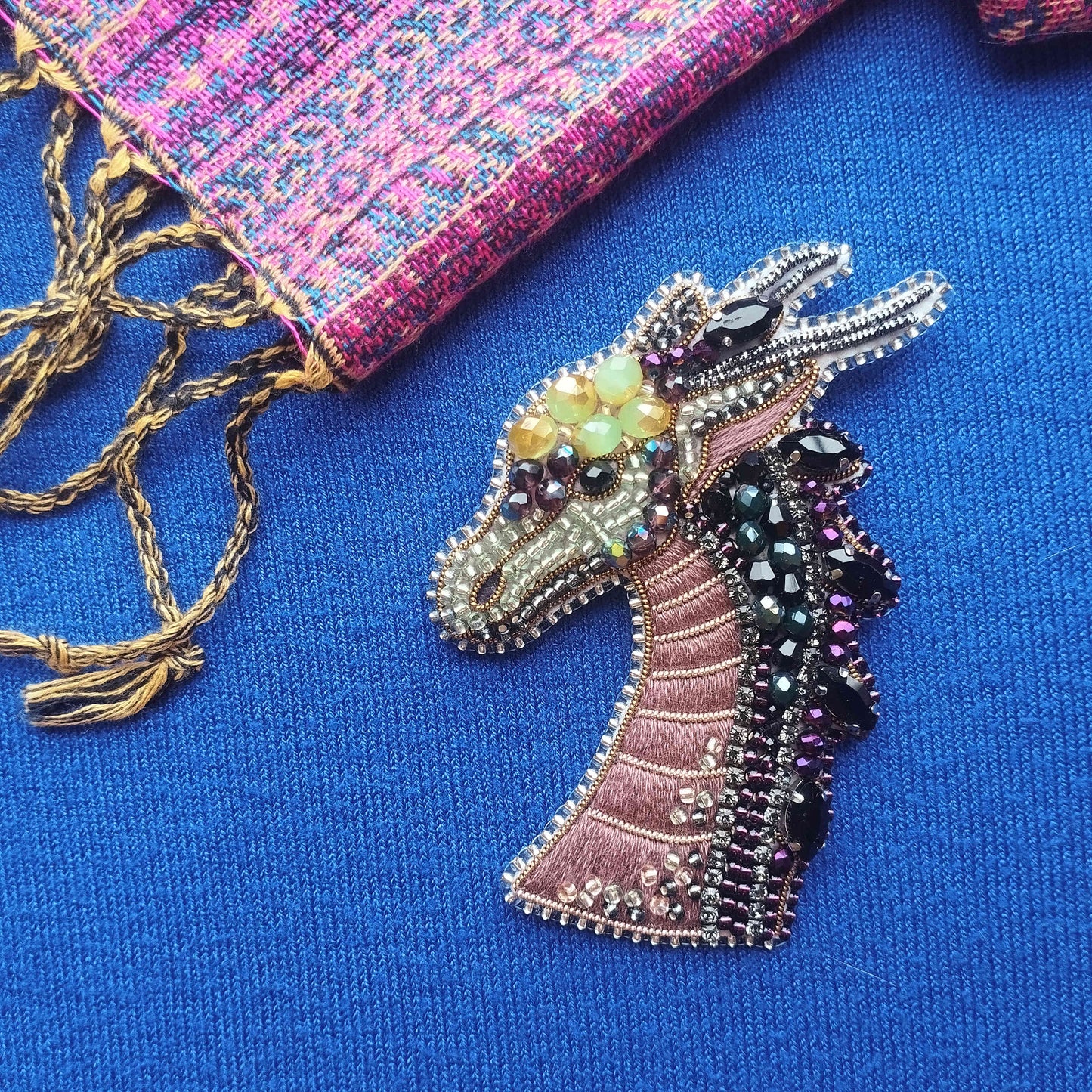 Bead Embroidery Dragon Brooch Kit: DIY Jewelry Making