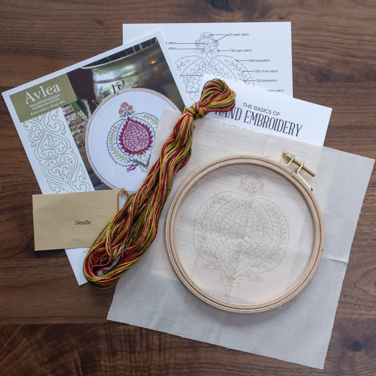 Peloponnesian Pomegranate embroidery hoop kit
