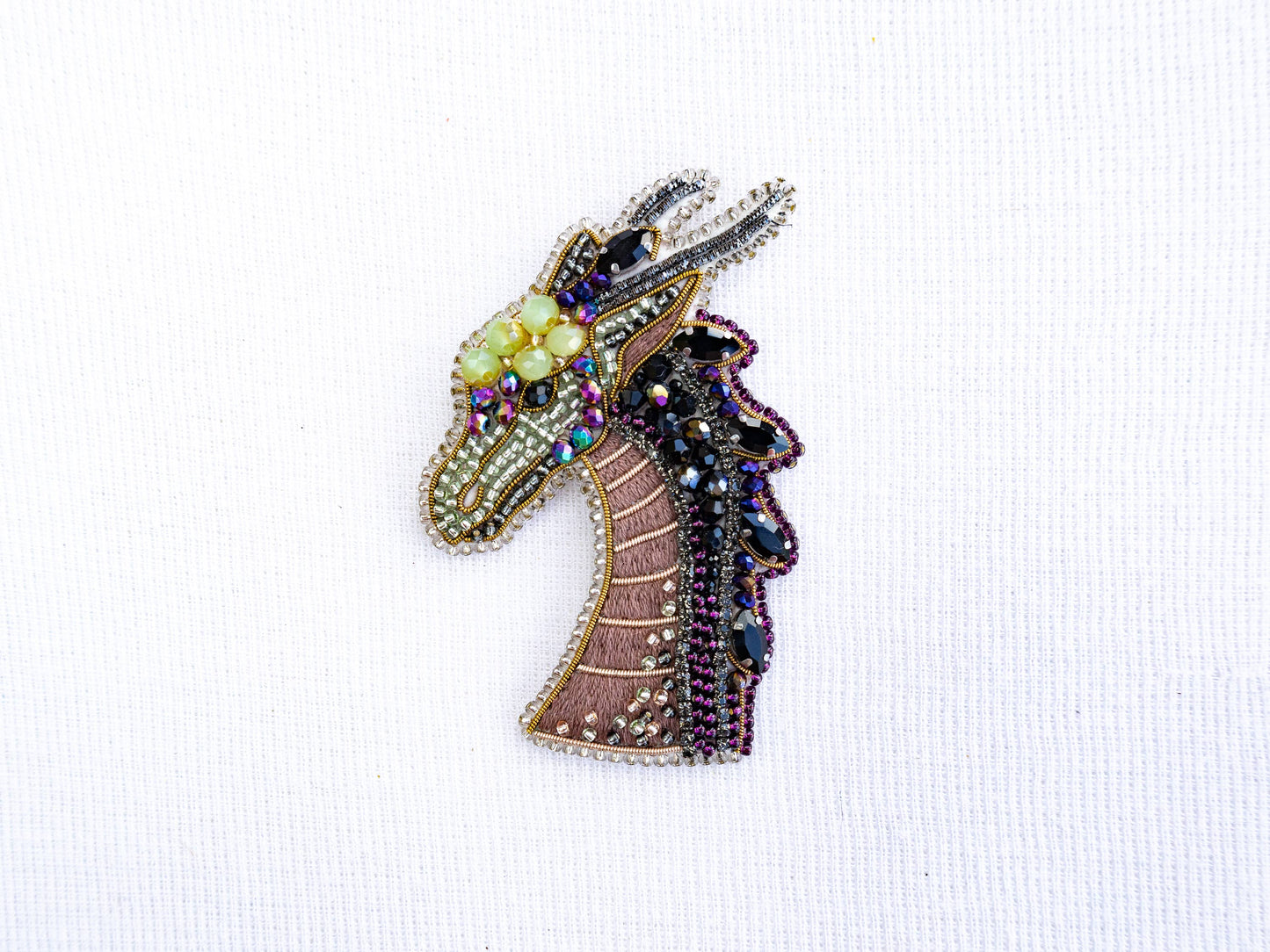 Bead Embroidery Dragon Brooch Kit: DIY Jewelry Making