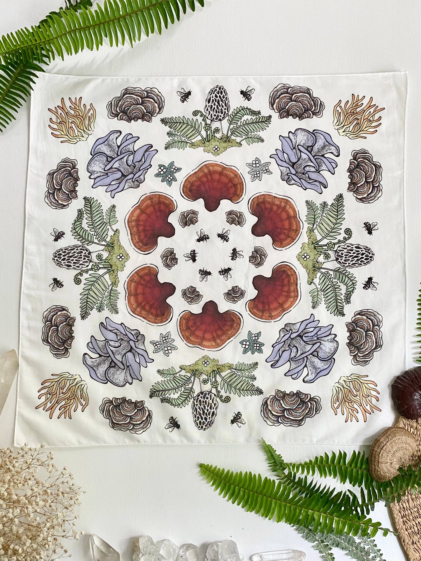 Bandana | Mushroom Mandala: Tea-dyed