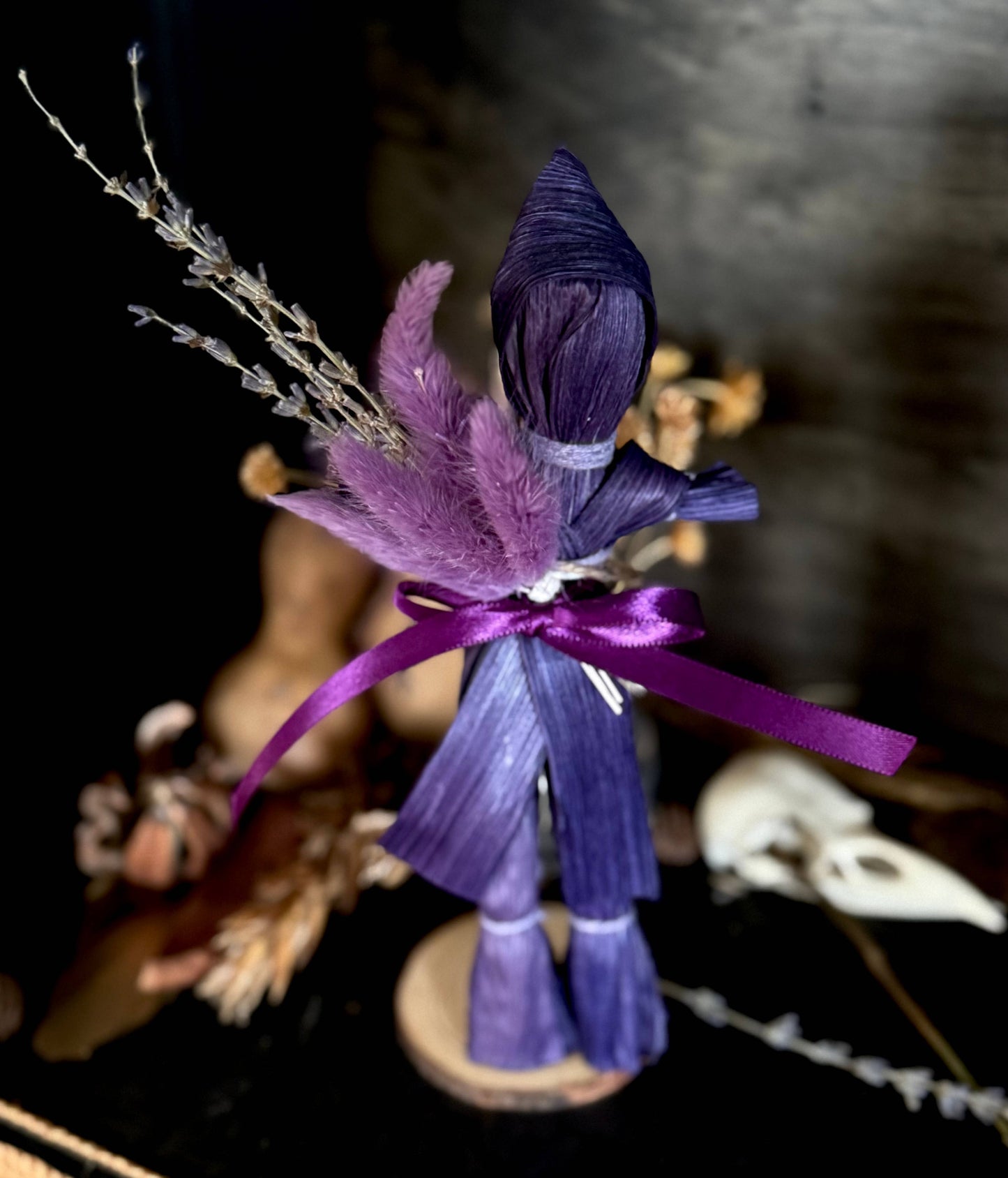 Spring Lavender Corn Husk Poppet / Folk Craft Doll