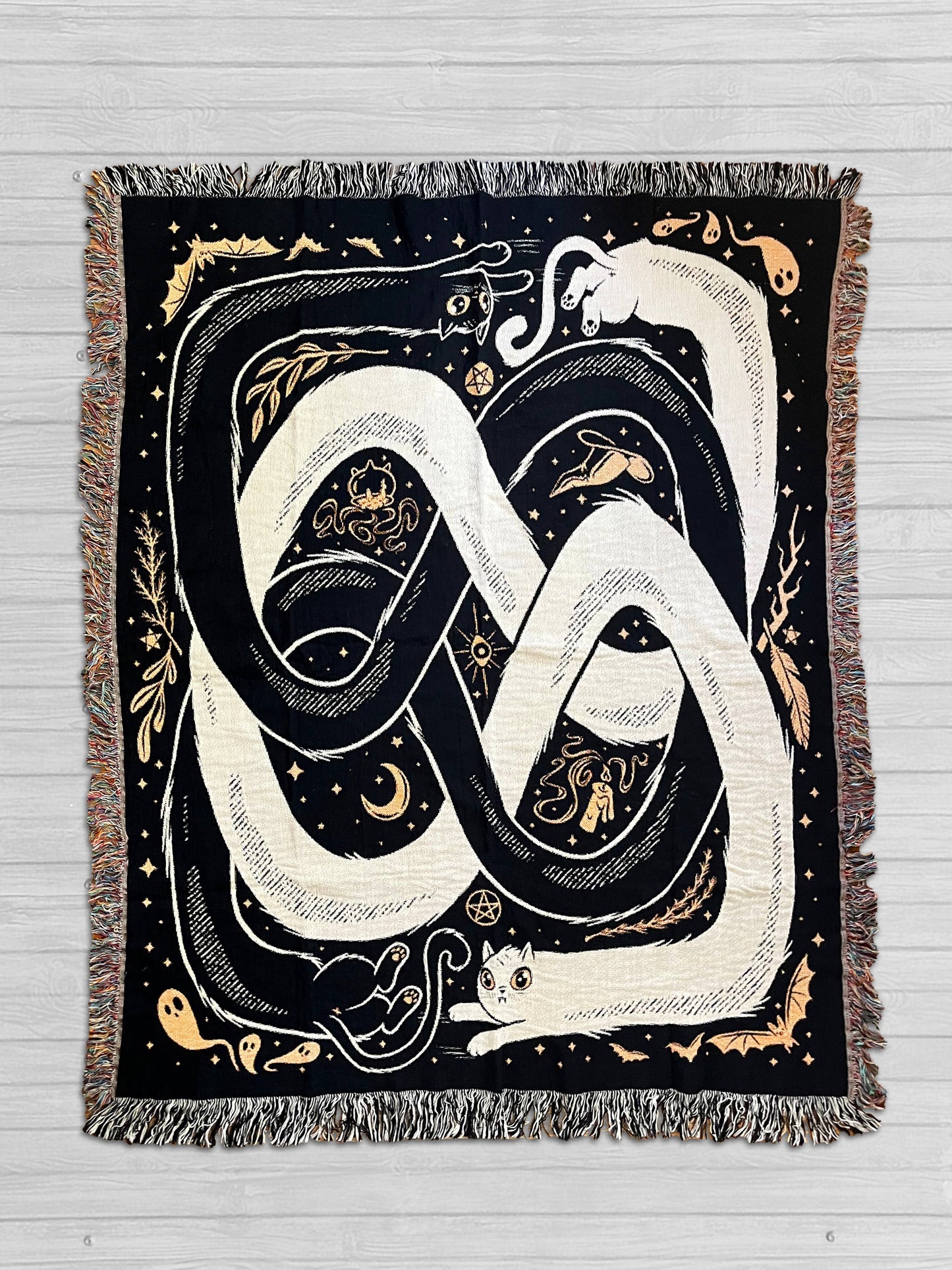 OuroPURRos Woven Throw Blanket | witchy | cats | occult: 60"x80"