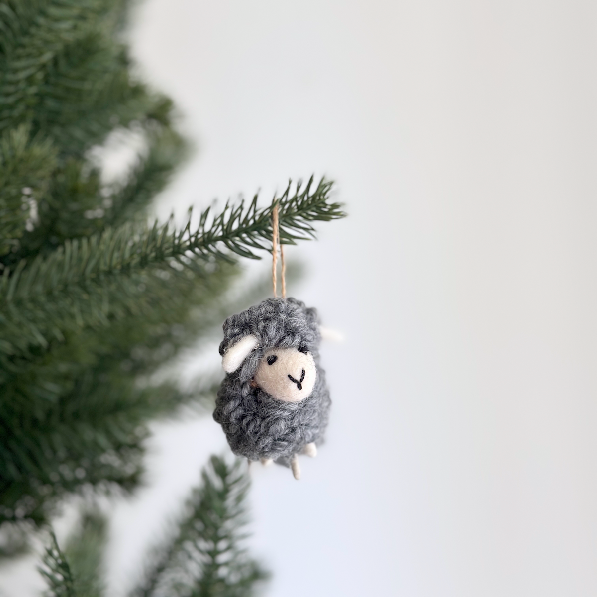 Felt Mini Fluffy Sheep Ornament: White / Ornament