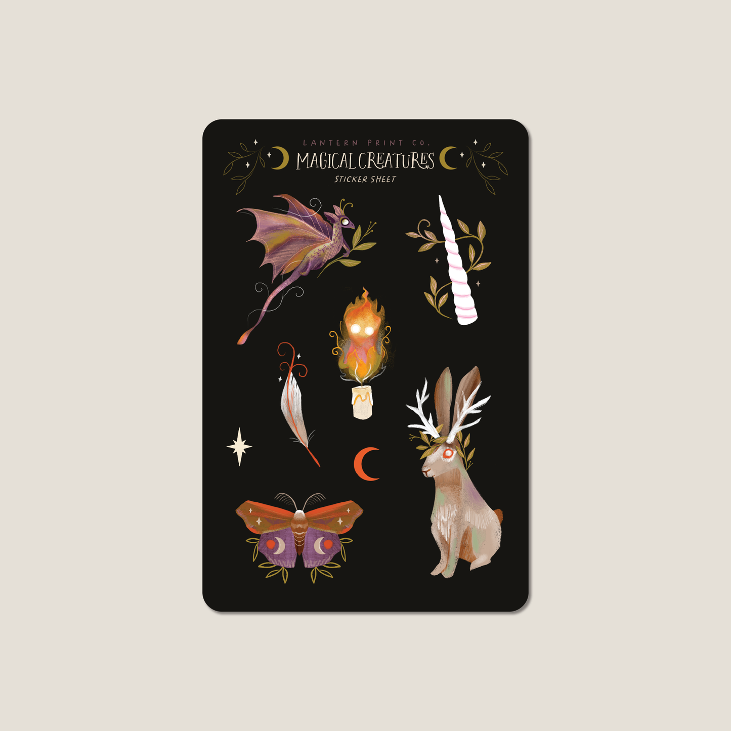 Magical Creatures Vinyl Sticker Sheet, 4x6 matte