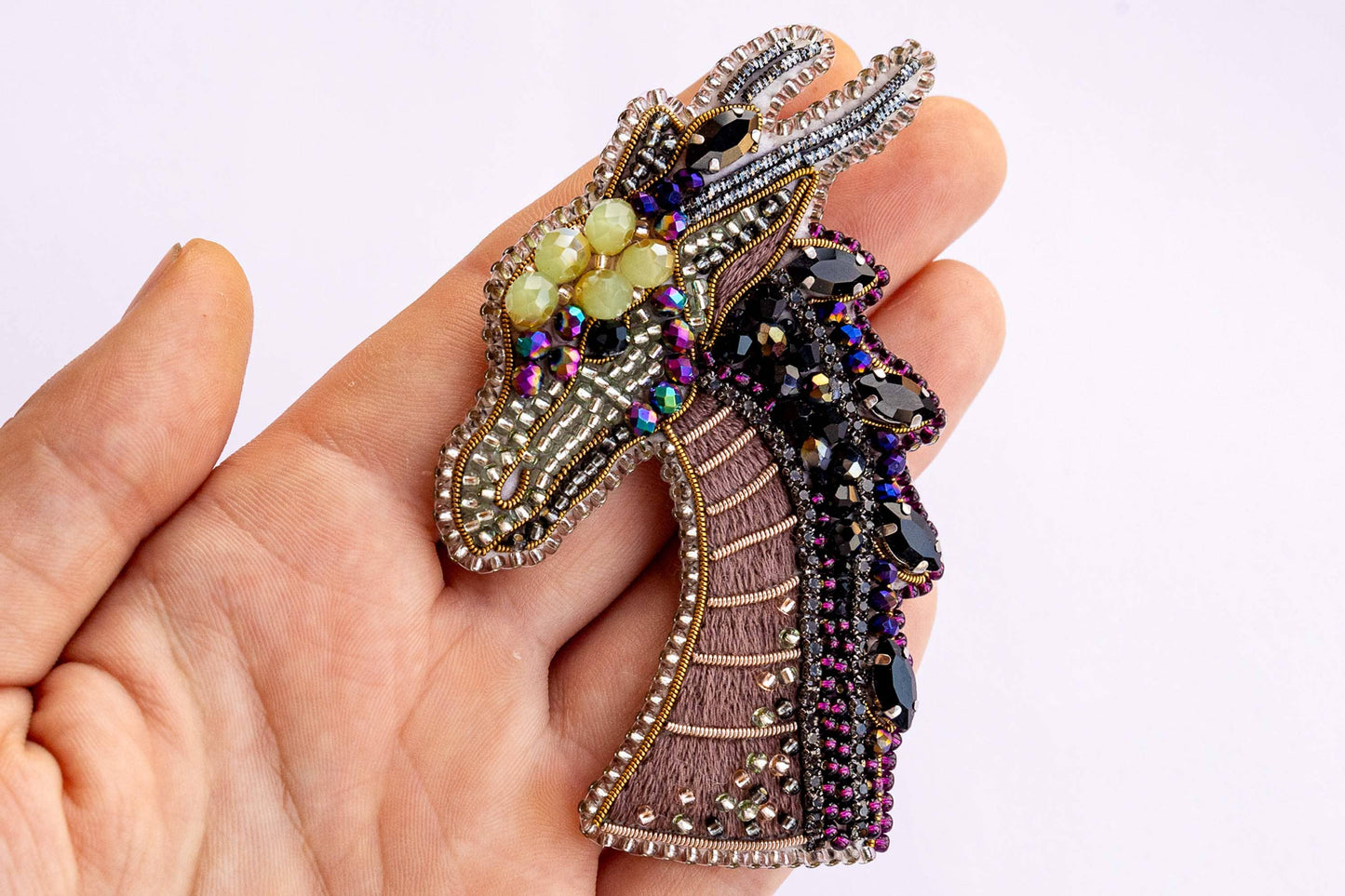 Bead Embroidery Dragon Brooch Kit: DIY Jewelry Making