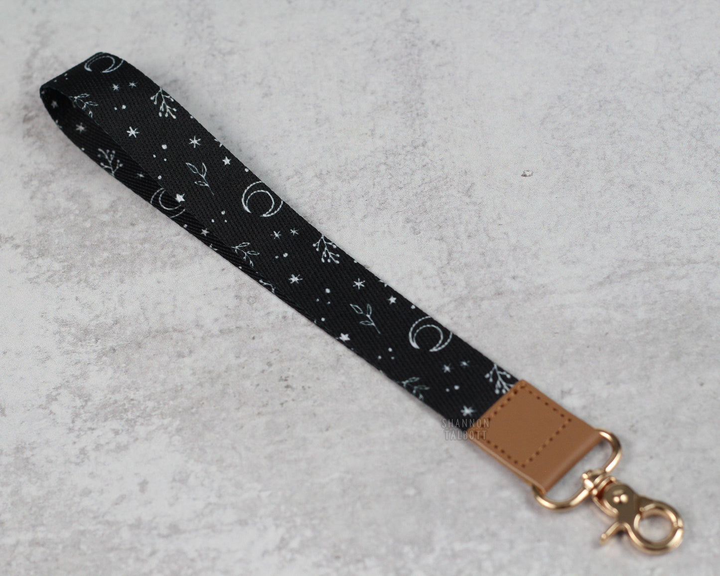 Witchy Crescent Moon and Stars Lanyard Wristlet Keychain