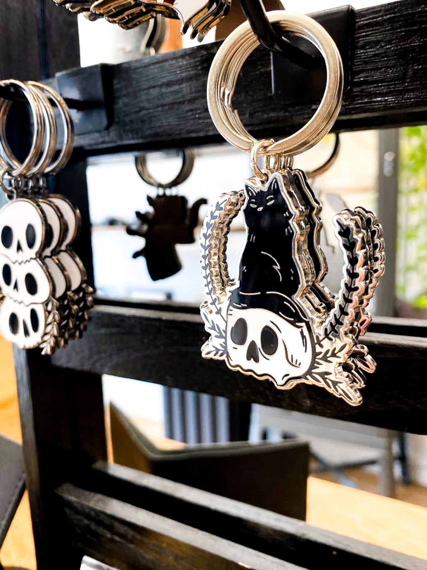 Superstitious (Black Cat) Hard Enamel Keychain