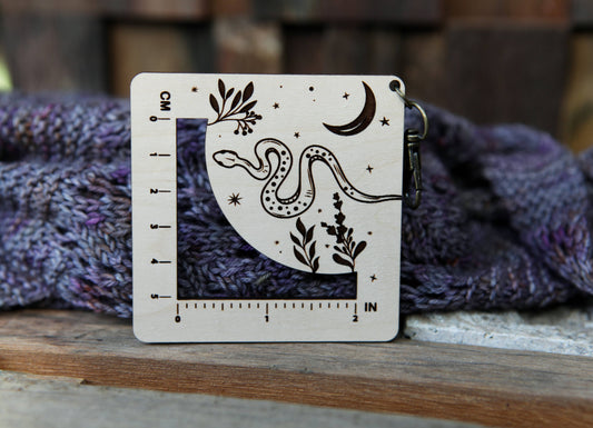 Snake with Moon Gauge Ruler - Maple & Bronze Fiber Arts