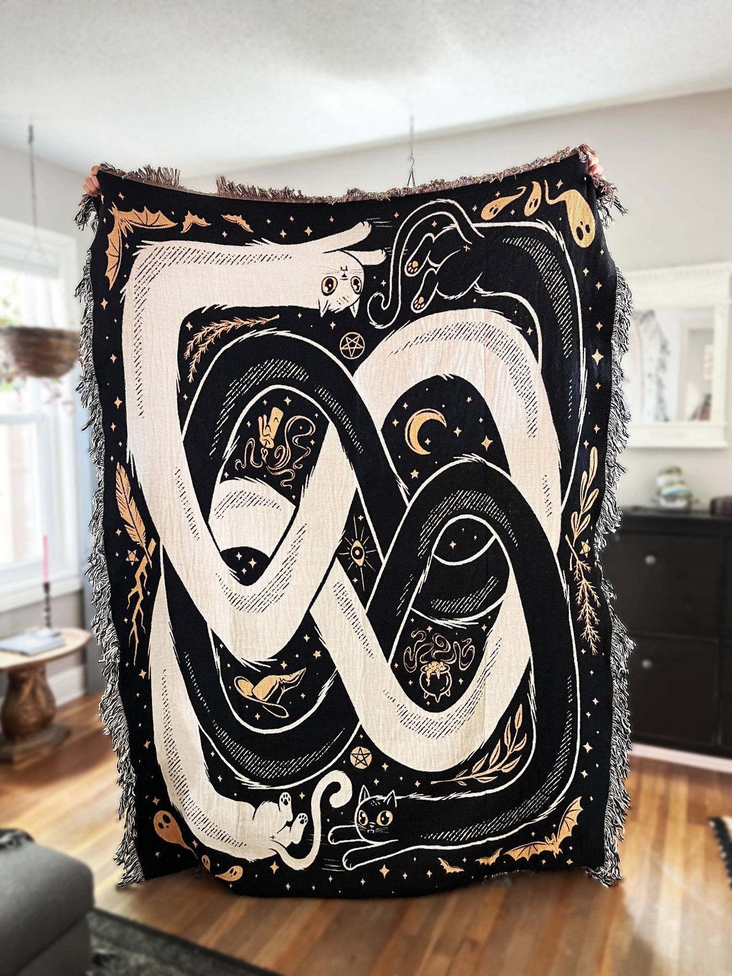 OuroPURRos Woven Throw Blanket | witchy | cats | occult: 60"x80"
