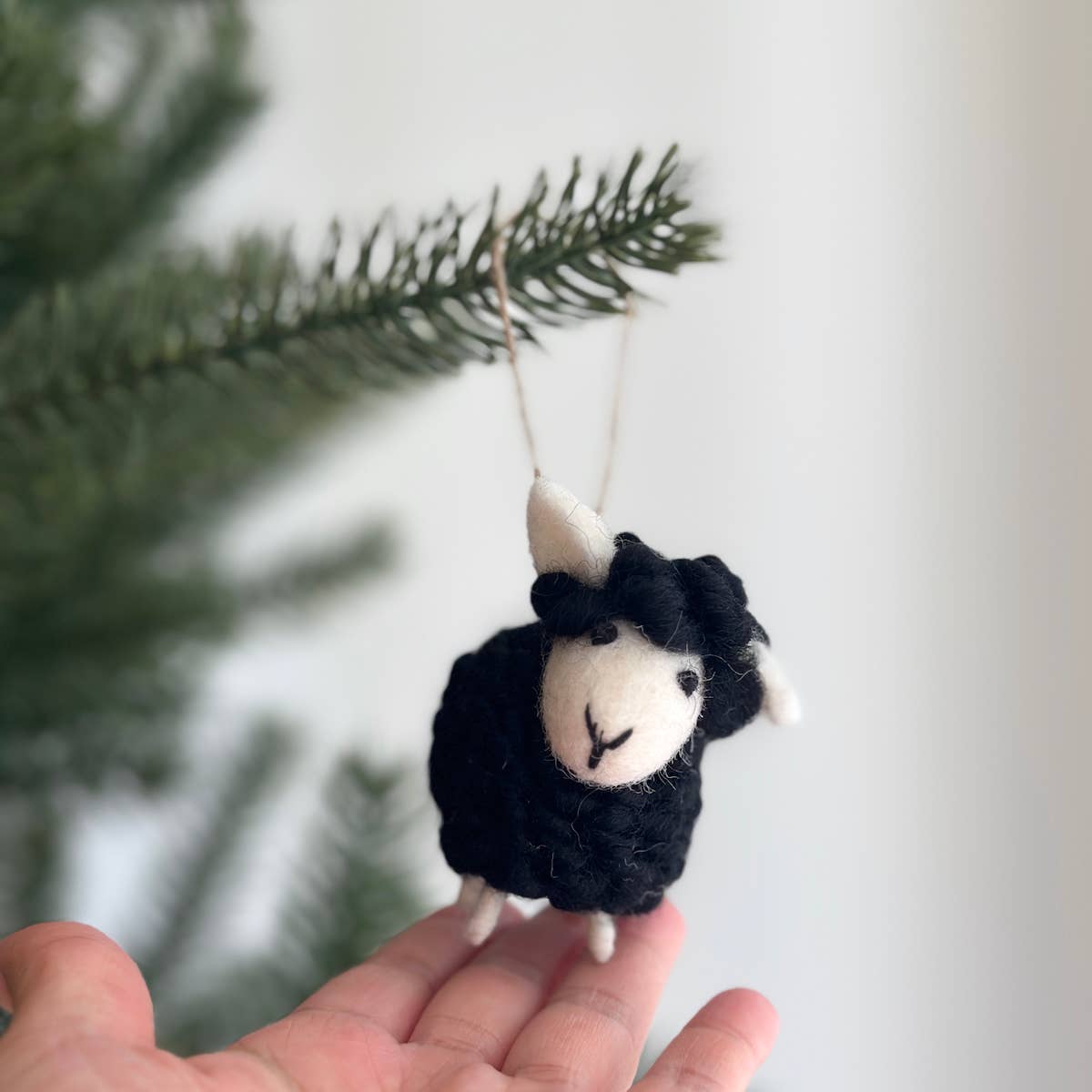 Felt Mini Fluffy Sheep Ornament: White / Ornament