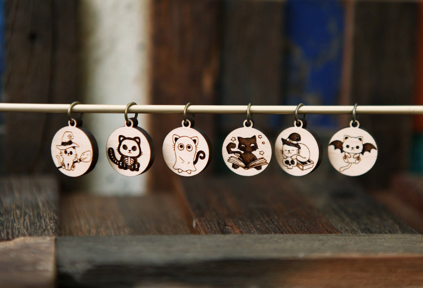 Halloween Cats Knitting Stitch Markers Set