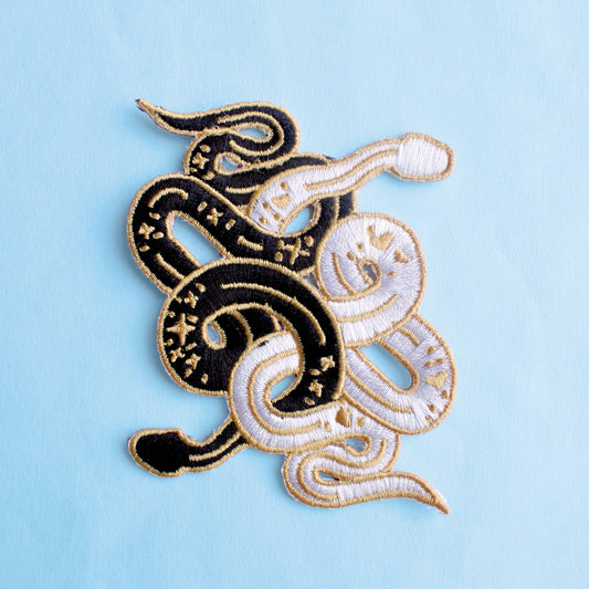 Snakes embroidered  iron-on patch