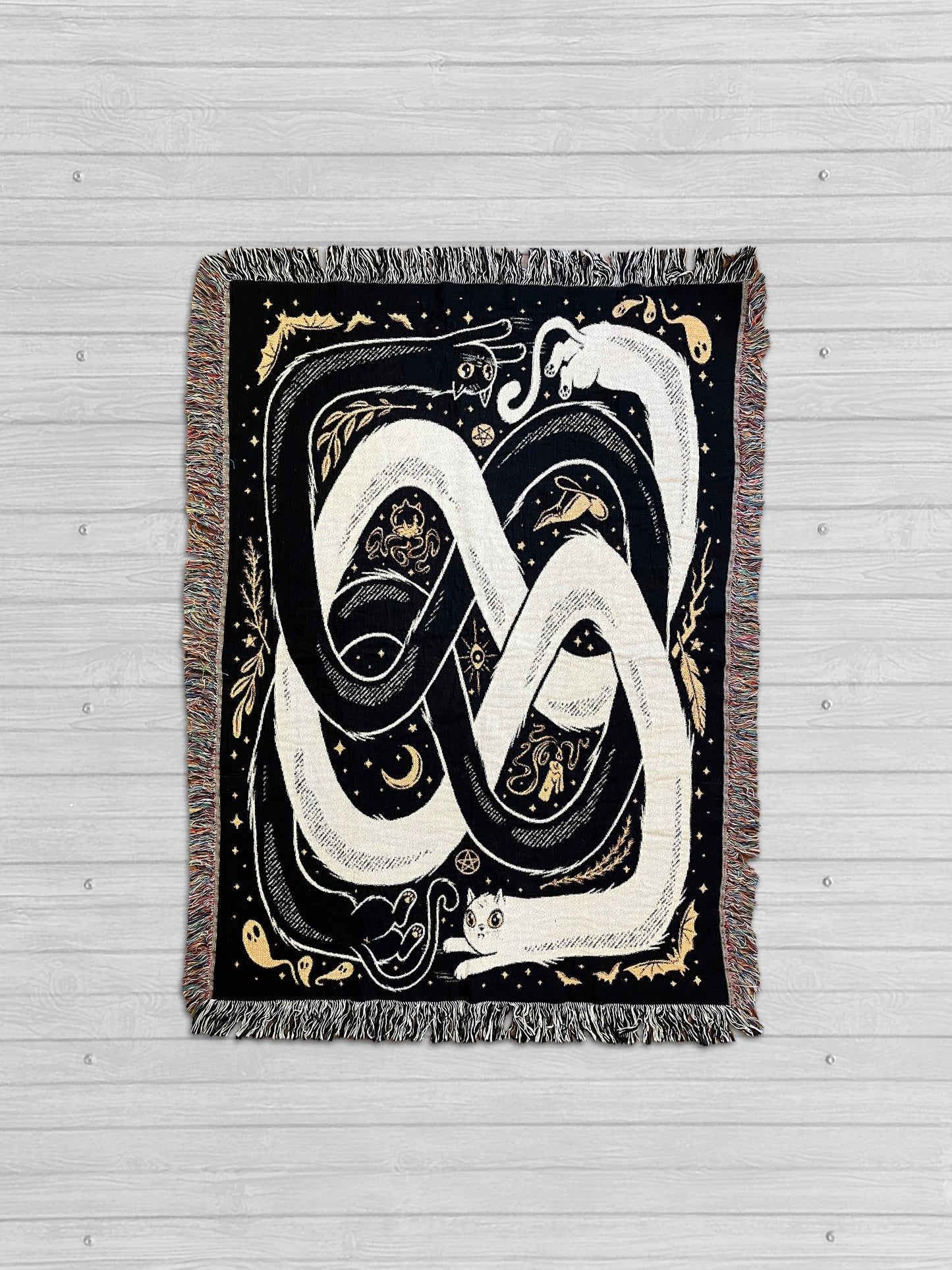 OuroPURRos Woven Throw Blanket | witchy | cats | occult: 60"x80"