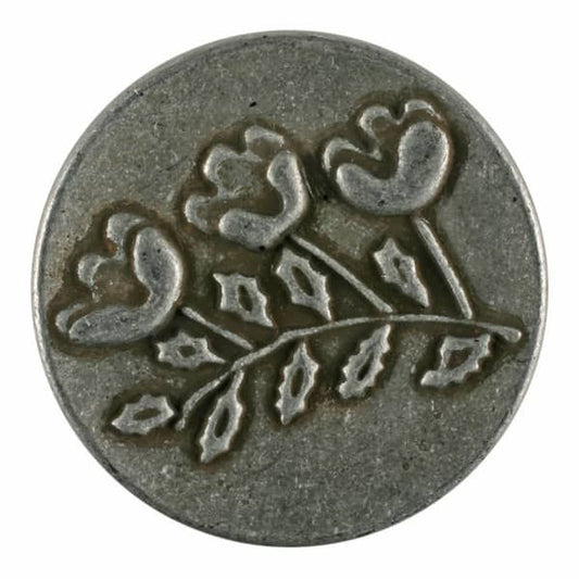 full metal button with flowers and shank