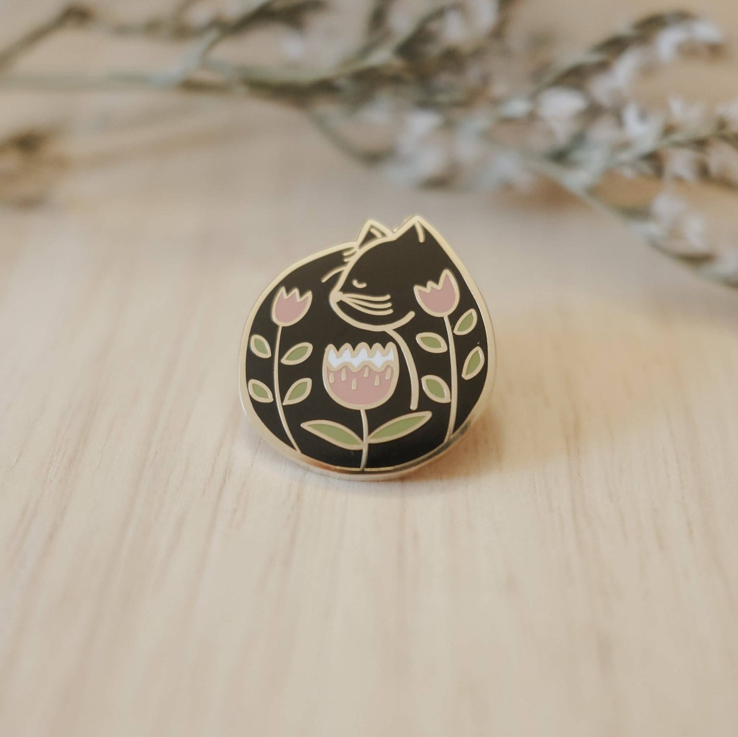 Cat Nap (Black) Enamel Pin (With Locking Clasp)