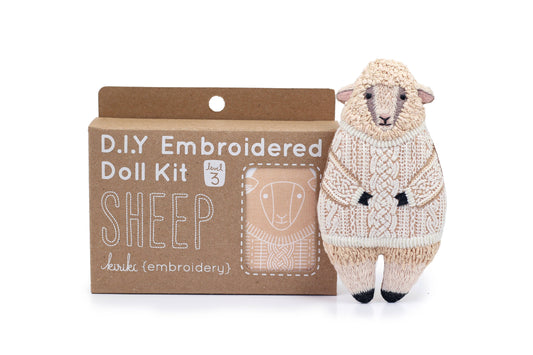 Sheep Embroidery Doll Kit By Kiriki Press
