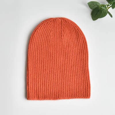 Mandarin Orange Cashmere & Wool blend 3-in-1 Knit Hat