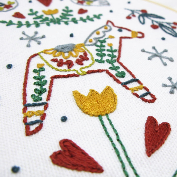 Dala Horse Embroidery Kit Circle of Stitches