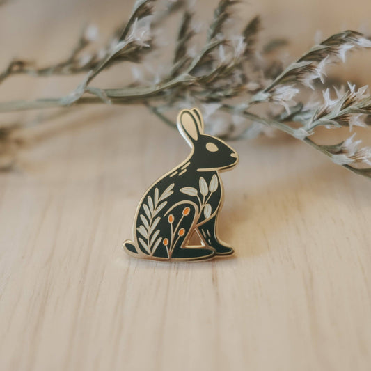 Rabbit Rosemary And Sage Enamel Pin (With Locking Clasp)