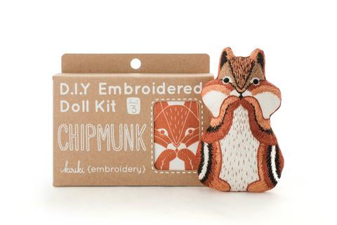 Chipmunk Embroidery Doll Kit by Kiriki Press