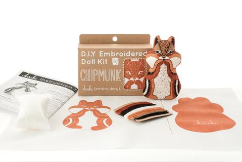 Chipmunk Embroidery Doll Kit by Kiriki Press